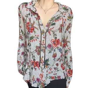 Floral long sleeve button down top!